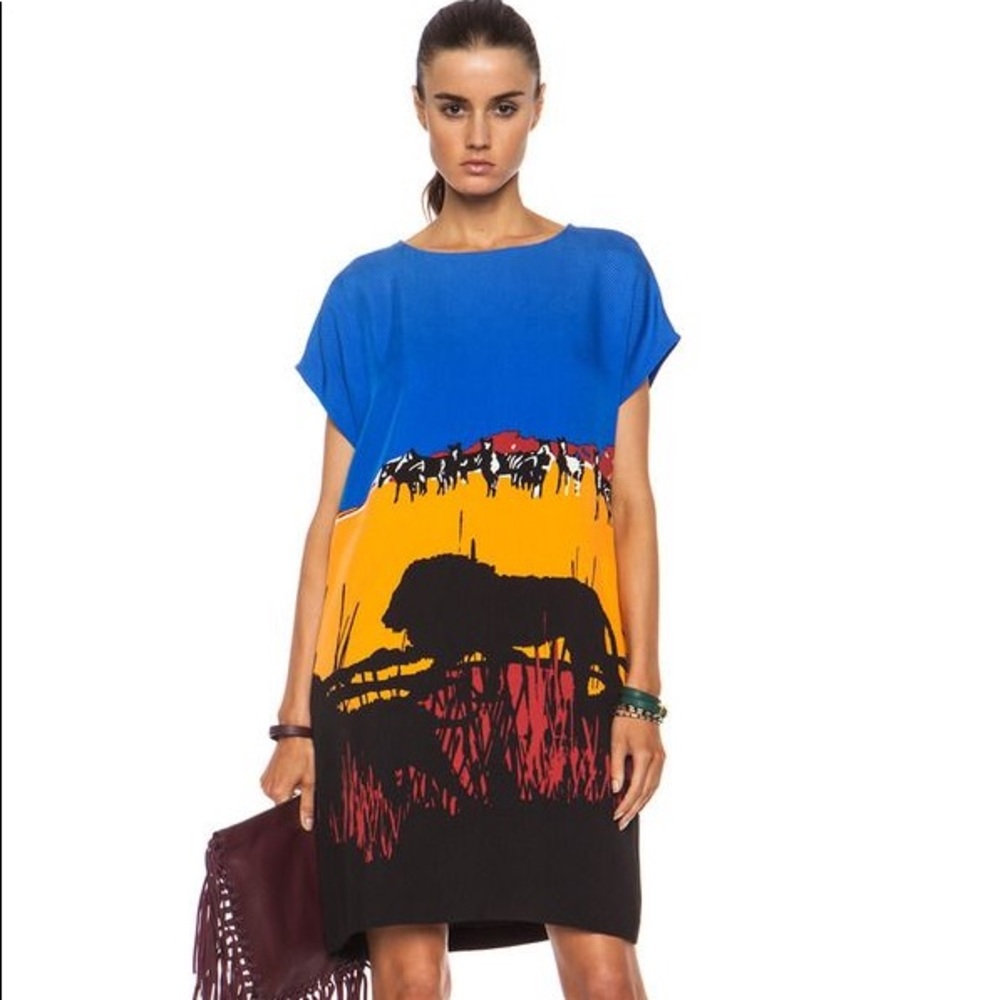 DVF Harriet runway sack dress silk Africa savanna